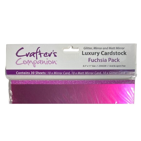 Crafters Companion Luxury Cardstock Fuchsia Pack Glitter Mirror Matt 30 Sheets - Picture 2 of 8